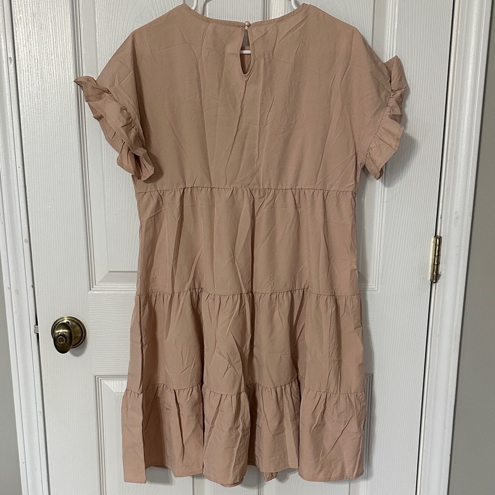 Chic Khaki Ruffle Sleeve Babydoll Dress - Picture 3 of 3